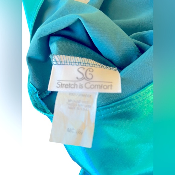 Blue Metallic Catsuit for Figure Skating Gymnastics & Dance Cild size Medium (8) - Picture 3 of 3